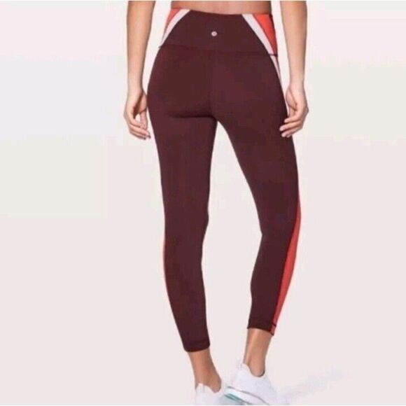 Lululemon Kick Serve Sweat Leggings Athleisure Workout Size 4 Burgundy - Picture 4 of 9